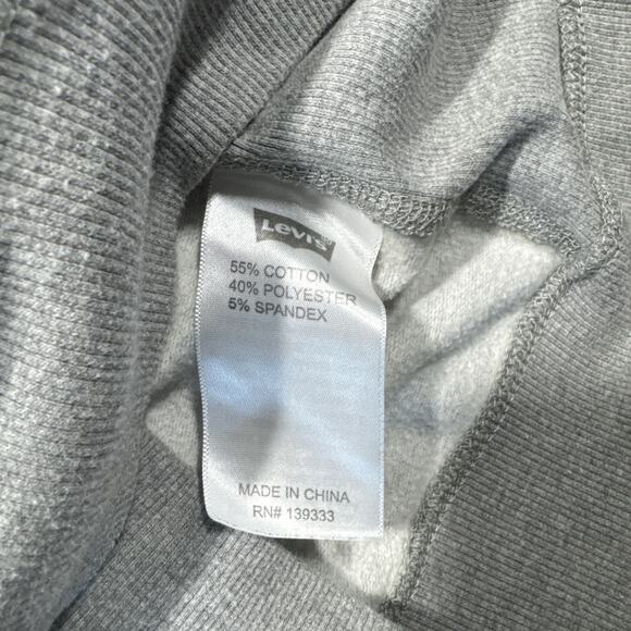 Levi's Size LargeHoodie Sweatshirt Gray Logo Hooded Kangaroo Pocket Pullover - Picture 3 of 7